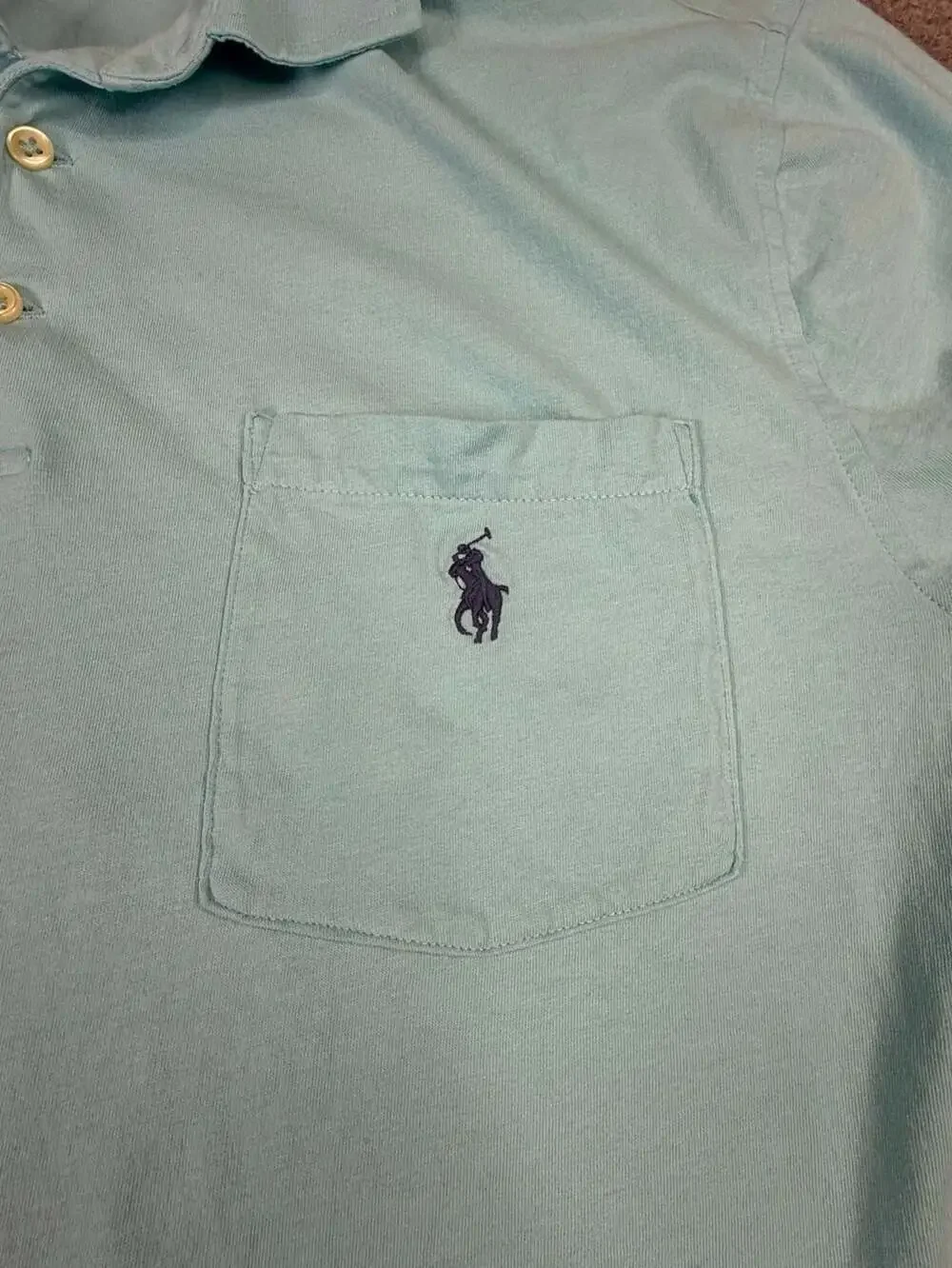 Polo Ralph Lauren Classic Fit Polo Shirt Size M Light Blue Pocket 100% Cotton